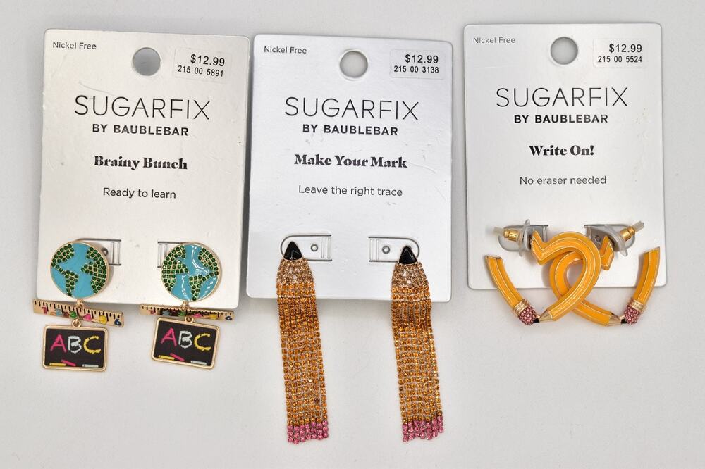 Sugarfix by BaubleBar Teacher School Earrings Lot 3 Pairs NWT Pencil Globe ABC